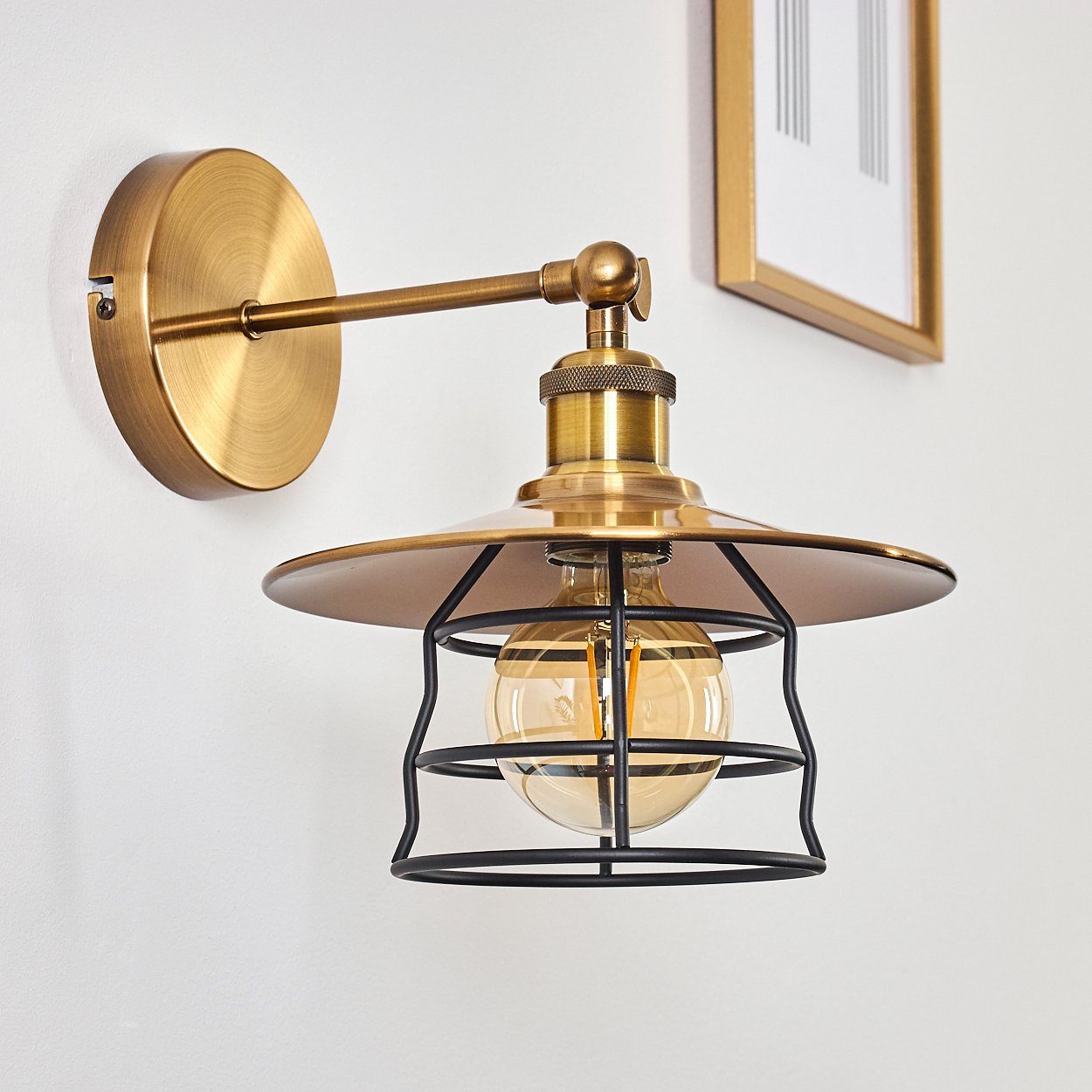 Lichteffekt verstellbare Design mit E27, in Wandlampe Bronze/Gold/Schwarz, aus hofstein ohne »Grello« Metall Wandleuchte Wandspot Retro/Vintage Leuchtmittel, in Gitter-Optik im