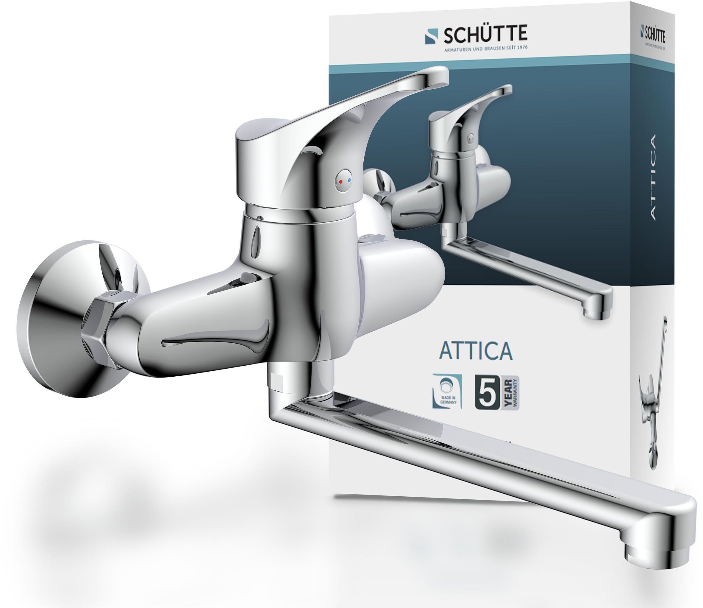 Schütte Spültischarmatur Attica schwenkbarer Wasserhahn Küche für Wandmontage, Chrom, Hochdruck