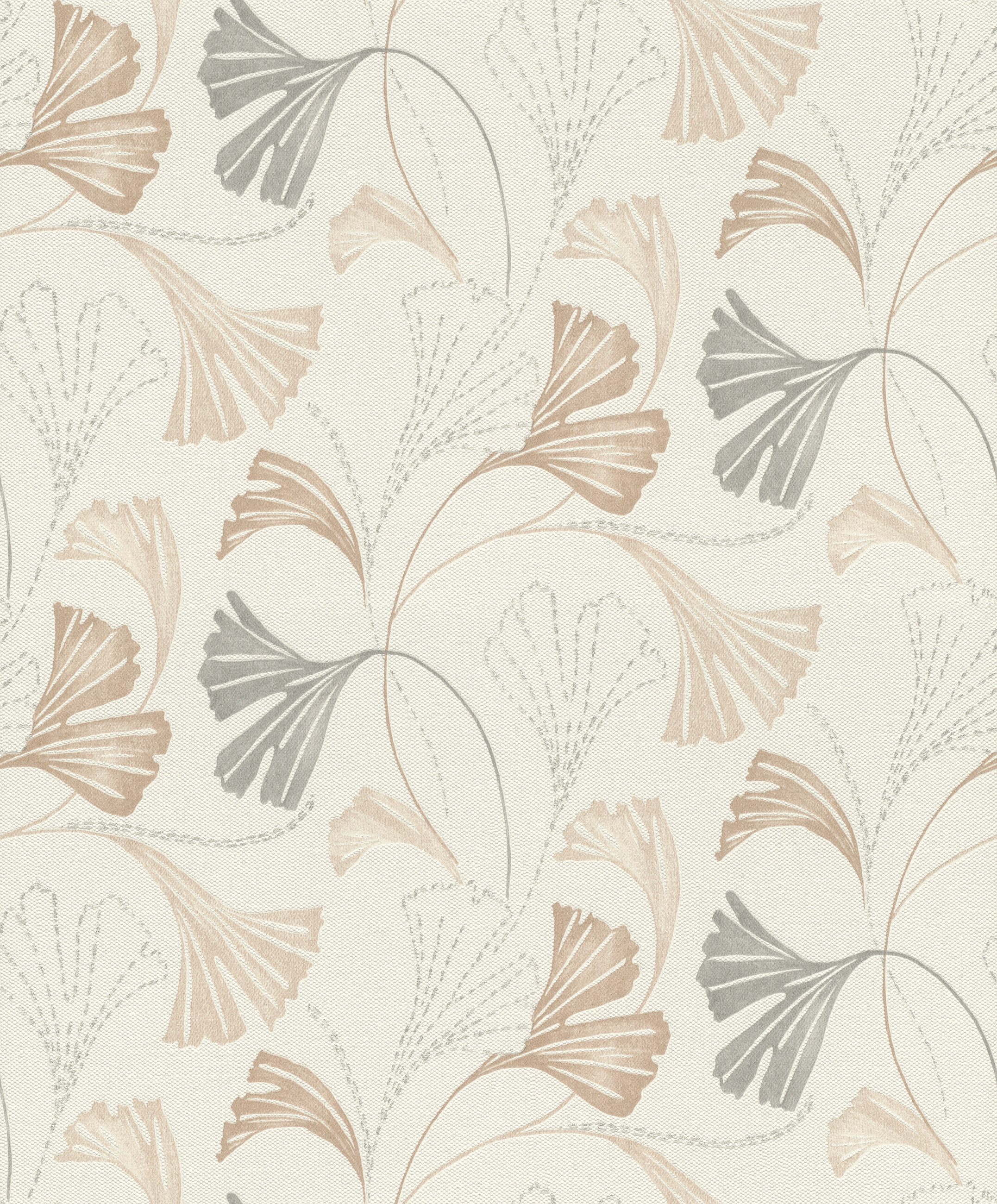 Rasch Vliestapete mit Ginkgo-Blättern in Beige - my moments, strukturiert, Strukturmuster, botanisch, natürlich, naturalistisch, (1 St), Ginkgo-Blätter