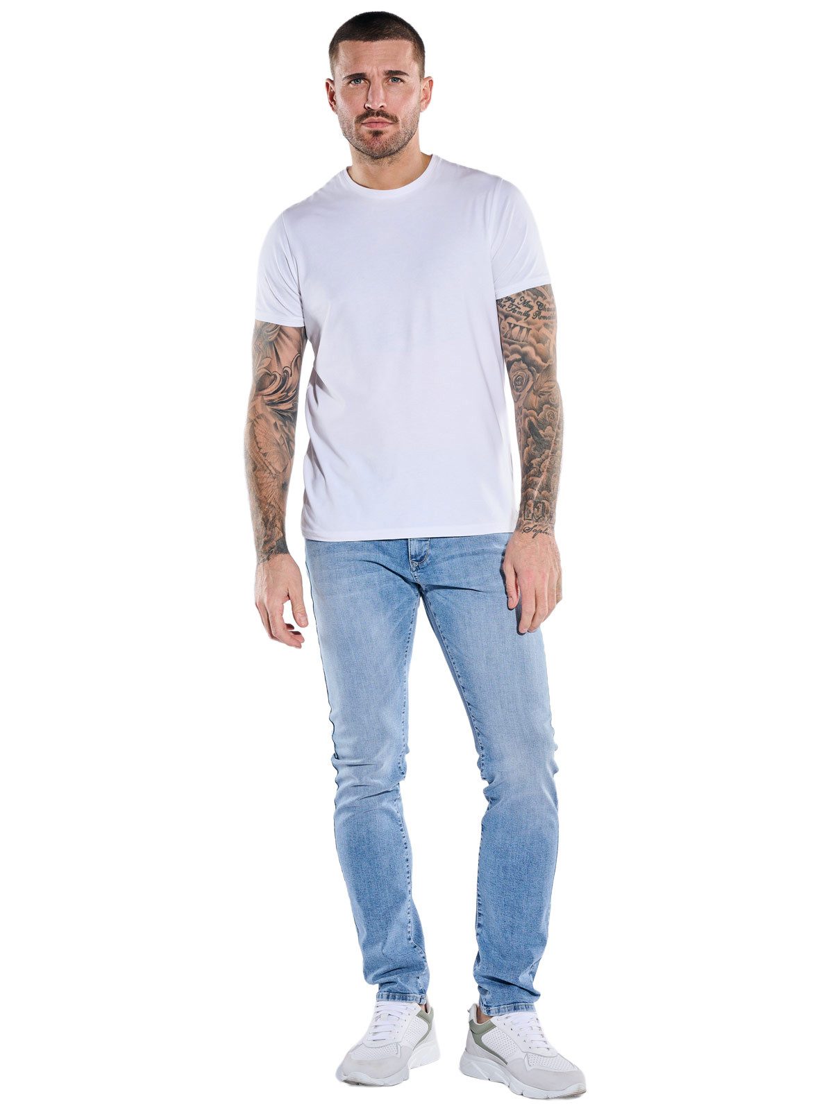 emilio adani Stretch-Jeans Herren Superstretch Jeans – Bequeme Passform, Hellblau