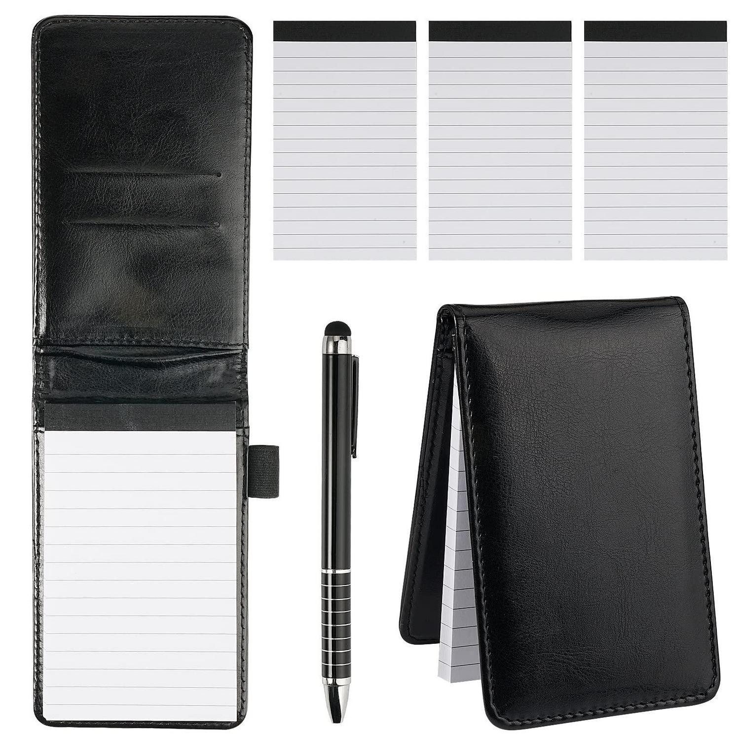 LuxusKollektion Notizbuch Mini Notizbuch A7 PU Schwarz mit Stift