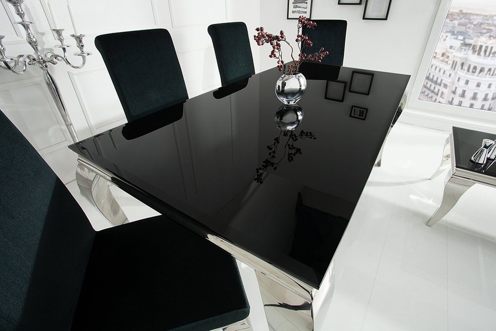 riess-ambiente Esstisch MODERN BAROCK 180cm schwarz/silber - Opalglas, Edelstahl, Platz für 8 Personen - ideal für extravagante Wohn- oder Esszimmer – Bild 3 von 5
