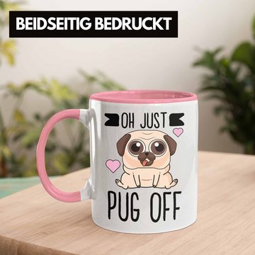Trendation Tasse Trendation - Oh Just Pug Off Lustige Tasse für Hundeliebhaber Kaffeetasse mit Sprüchen für Frauen Kollegin