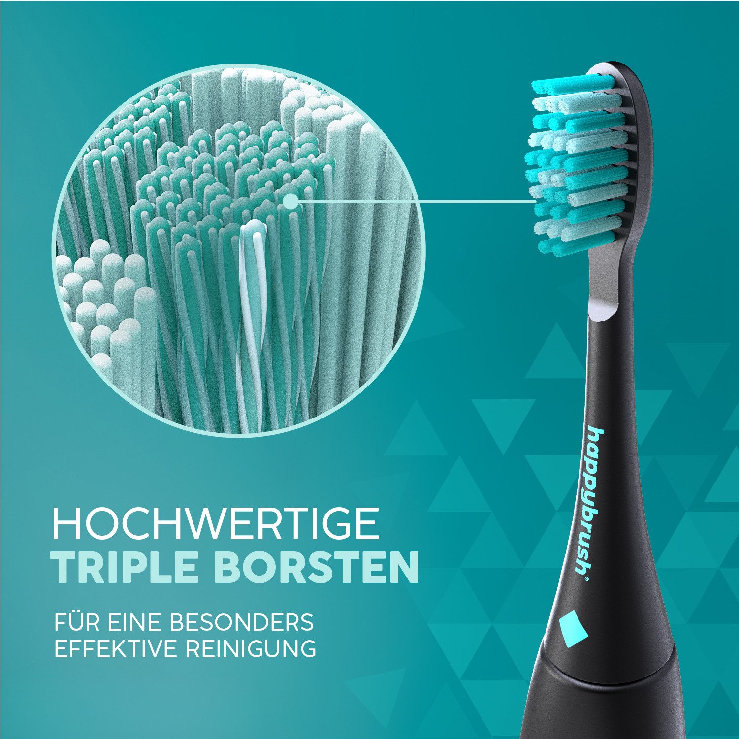 happybrush Aufsteckbürsten V3 Black-Mint - mit Wechselindikator - 9 Stück - Spar-Set, für happybrush Eco Vibe 3, hochwertige Triple-Borsten, Wechselindikator