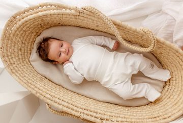 Makoma Stoffhose Baby Hose mit Fuß Strampelhose für Neugeborene Jungen & Mädchen (Spar-Set, 3-tlg., 3er-Pack) 100% Baumwolle