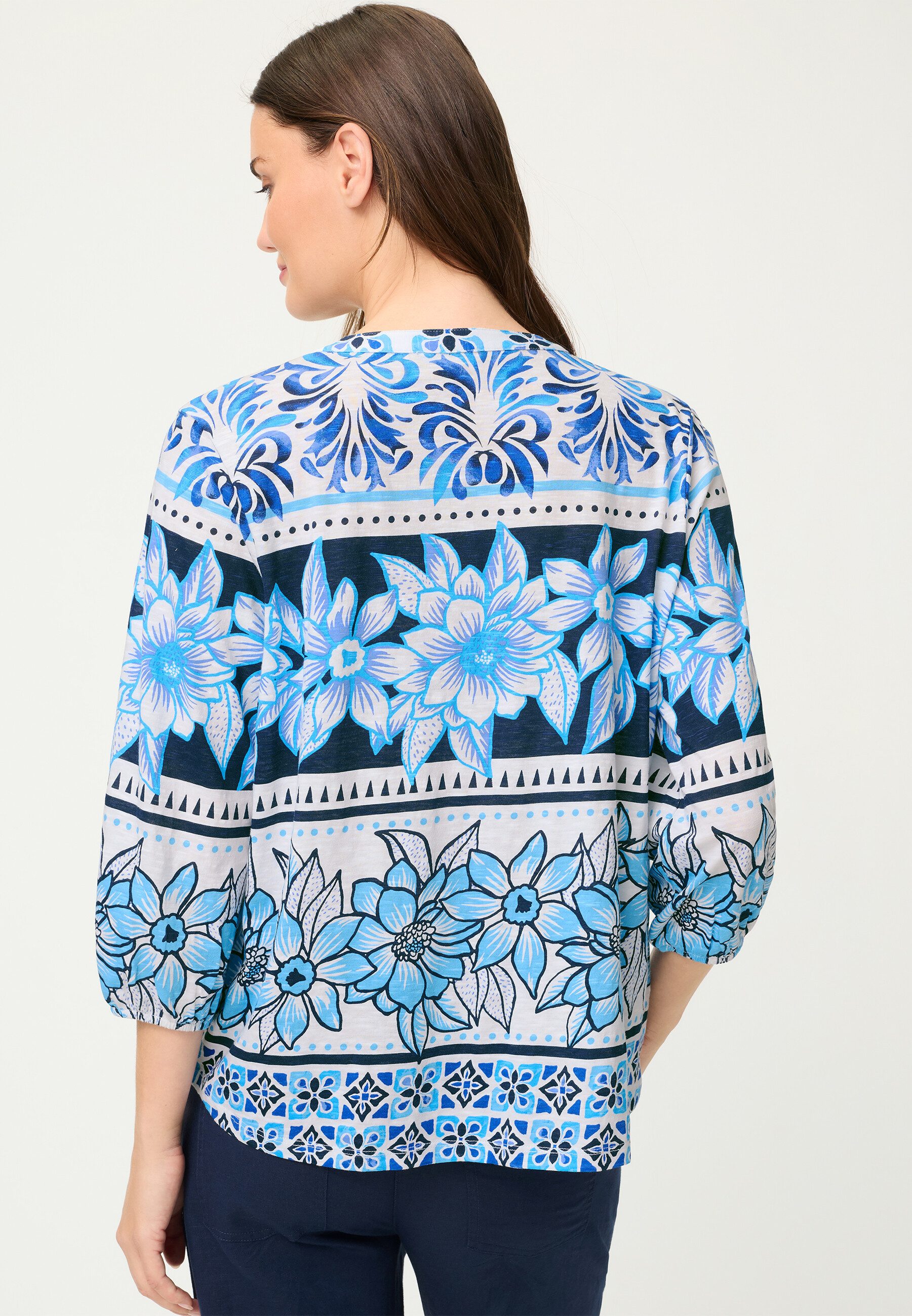 Olsen Tunikashirt Shirt mit Tunikaausschnitt und Panneaux-Print