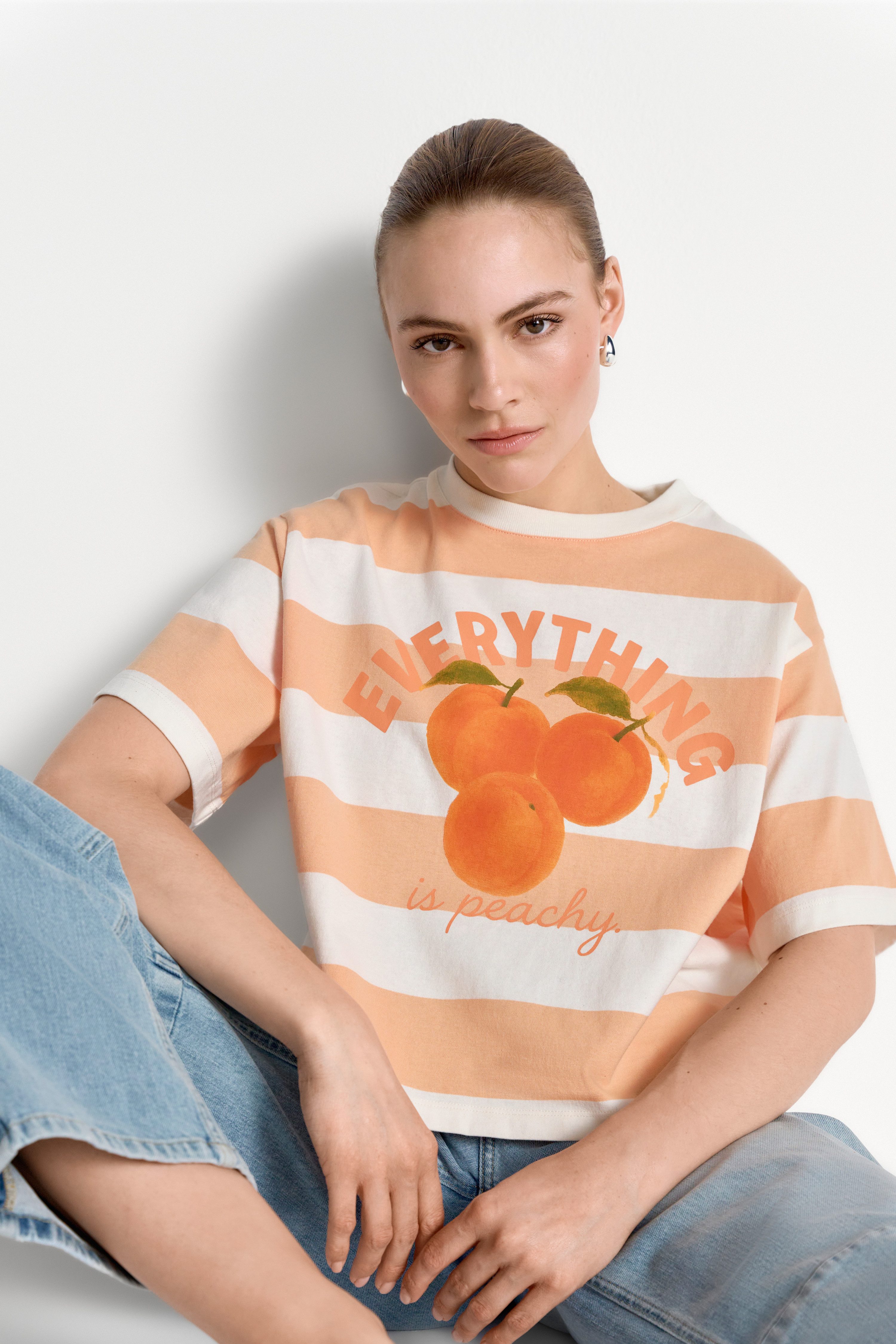 RICHROYAL T-Shirt Regular fit mit Aprikosenprint