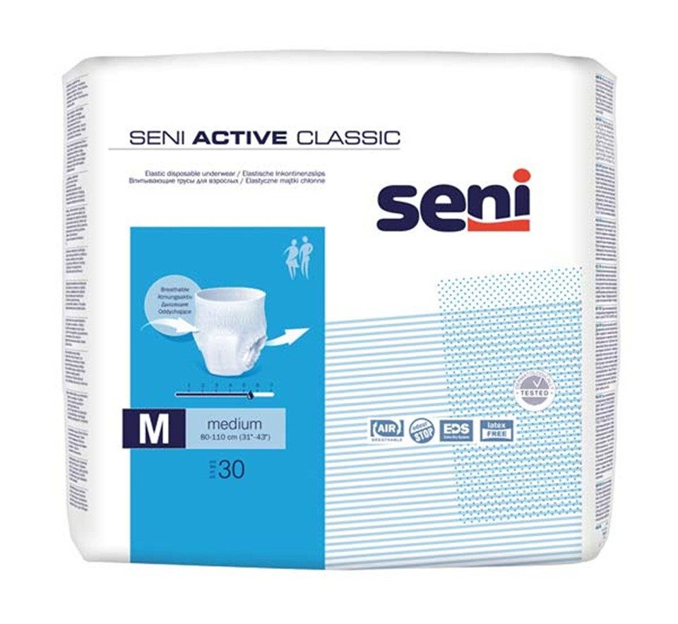 seni Inkontinenz-Pants Seni Active Classic 3x 30 Stück, 5,5 von 7 Tropfen, M Gr., latexfrei, hautfreundlich