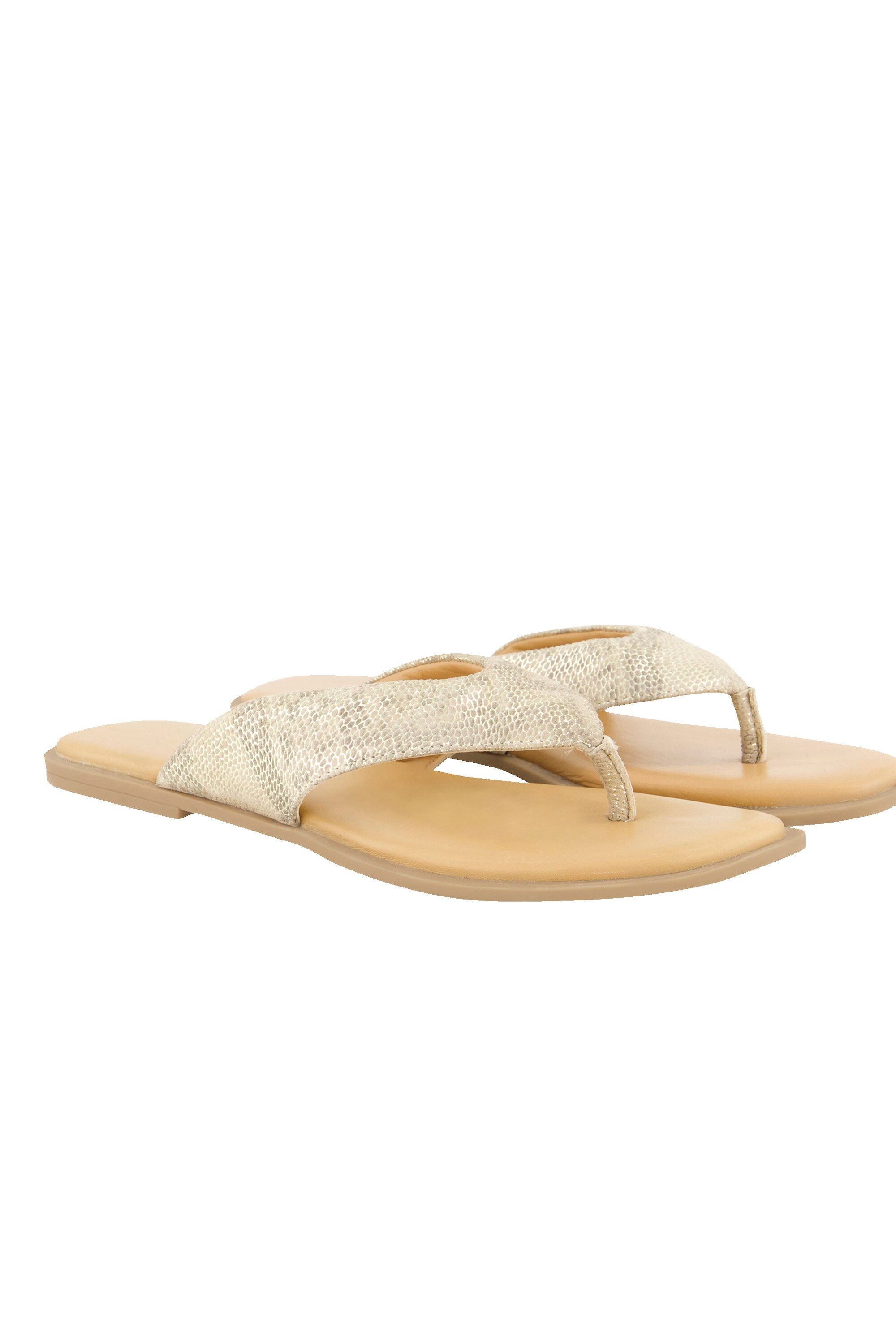 Ulla Popken Leder-Pantoletten Metallic-Riemen Zehentrenner Sandalette günstig online kaufen