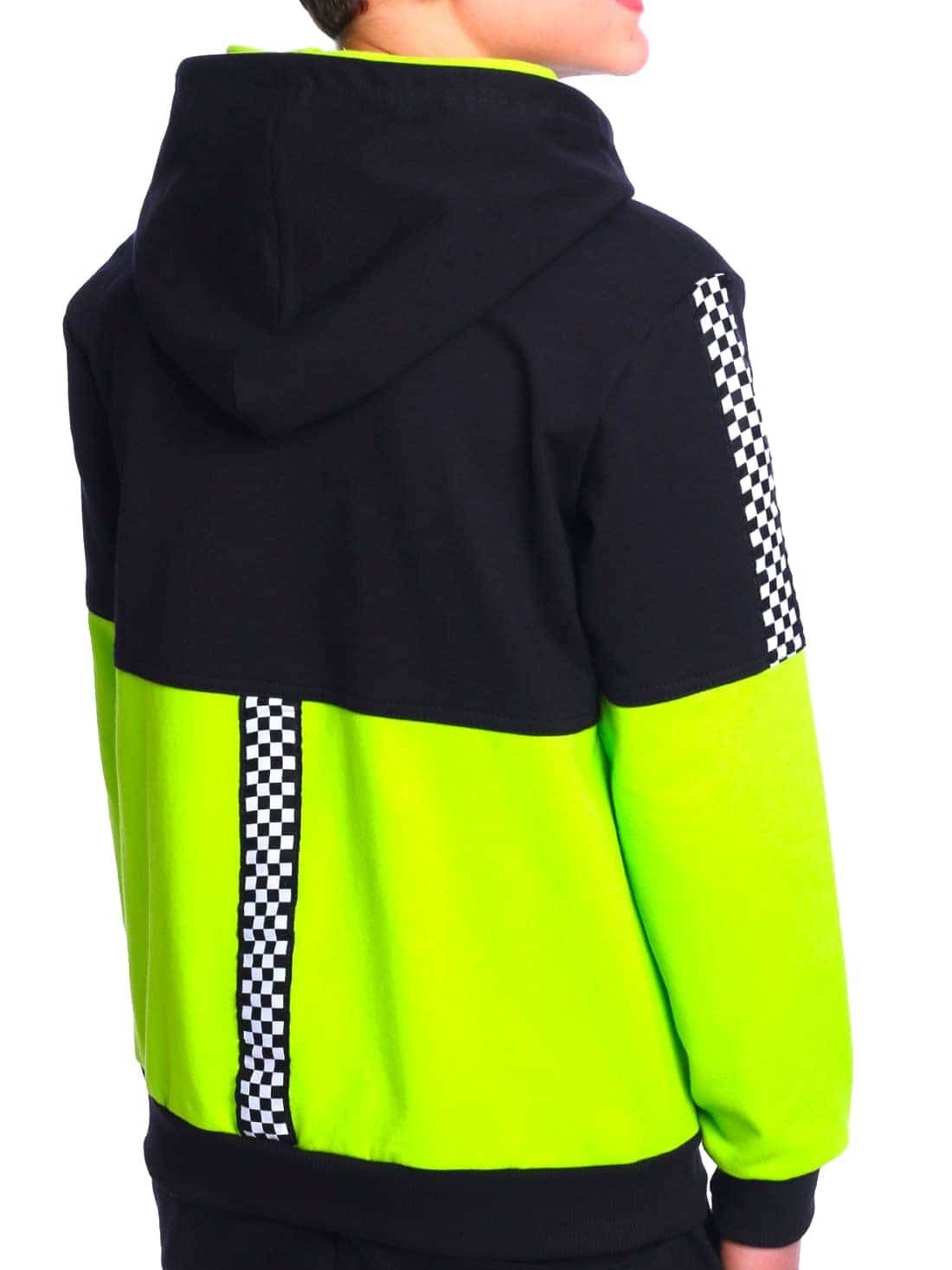 BEZLIT Kapuzensweatjacke Jungen Sweatjacke zwei Motiv mit Rennfahnen Druck farbig, Hellgrün (1-tlg)