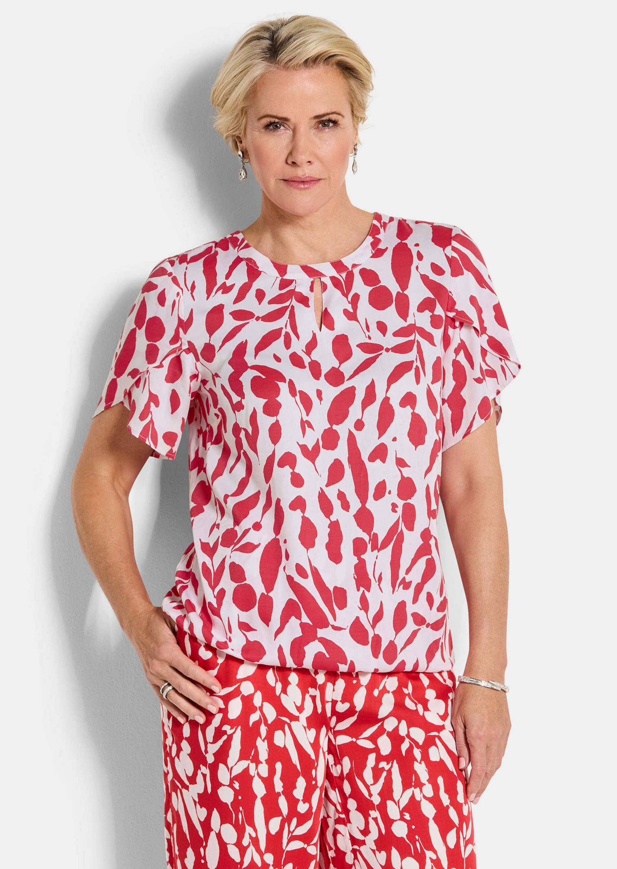Klassische Bluse Kurzgröße: Viskosebluse mit Tulpenärmeln