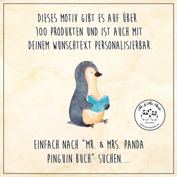 Mr. & Mrs. Panda Glas Pinguin Buch - Transparent - Geschenk, Bücherwurm, Trinkglas mit Grav, Premium Glas, Hochwertige Lasergravur