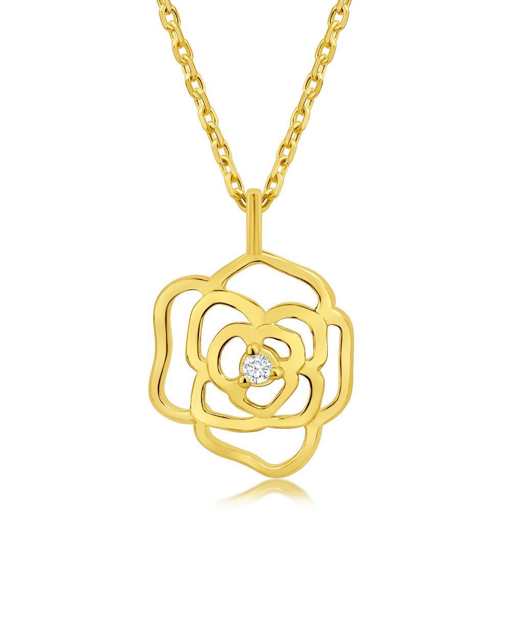 Kette mit Anhänger 'Rose' Damen Halskette Silber 925 vergoldet Anhänger Blume Rosenblüte