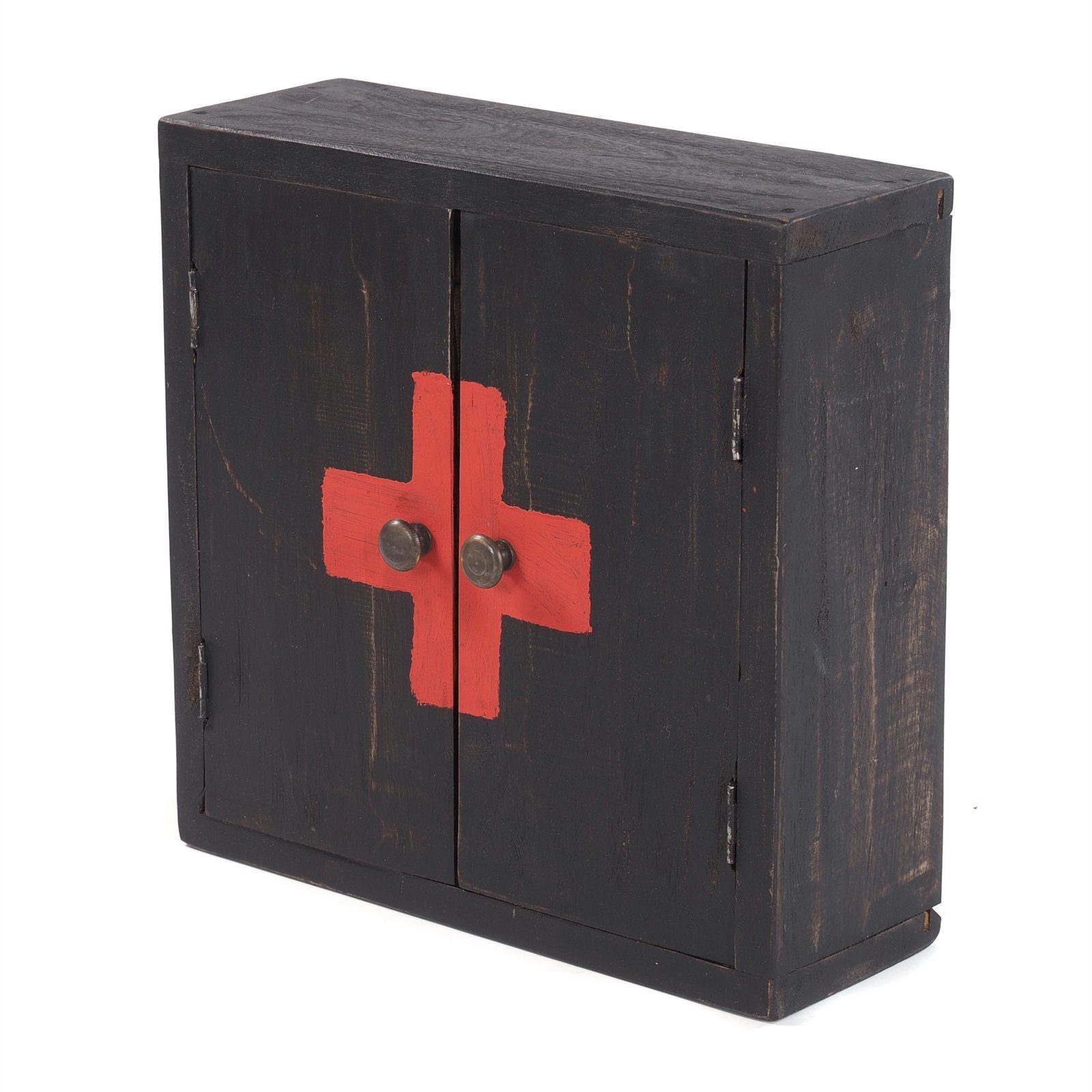 DESIGN DELIGHTS Wandregal MEDIZINSCHRANK "MEDIC", schwarz-natur Farbe: Wandschrank, Mahagoni, 35x35x13 cm, 04