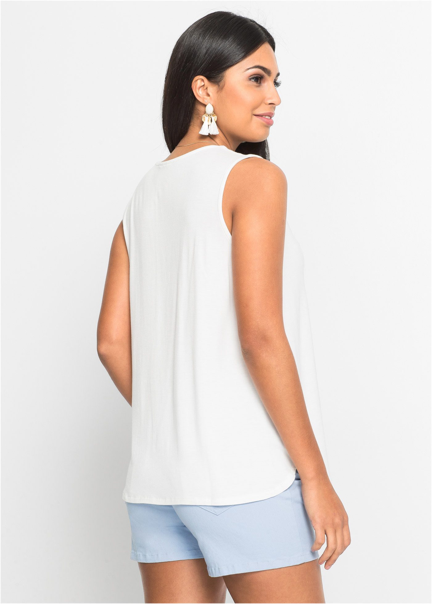 bonprix Shirttop bequeme Passform, aus Viskose-Mix, V-Ausschnitt
