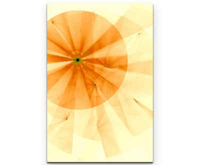 Sinus Art Leinwandbild »Abstraktes Bild  Fokus orange + zitronengelbe Streifen - Leinwandbild«