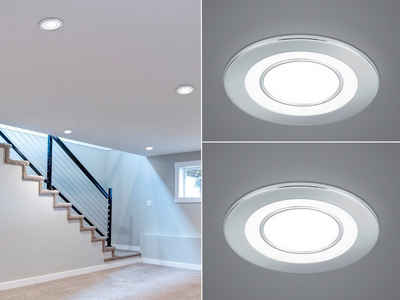 meineWunschleuchte LED Einbaustrahler, LED fest integriert, Warmweiß, 2er Set Deckeneinbauleuchten, Einbau Decken-spot Silber Decke, Ø8,2cm