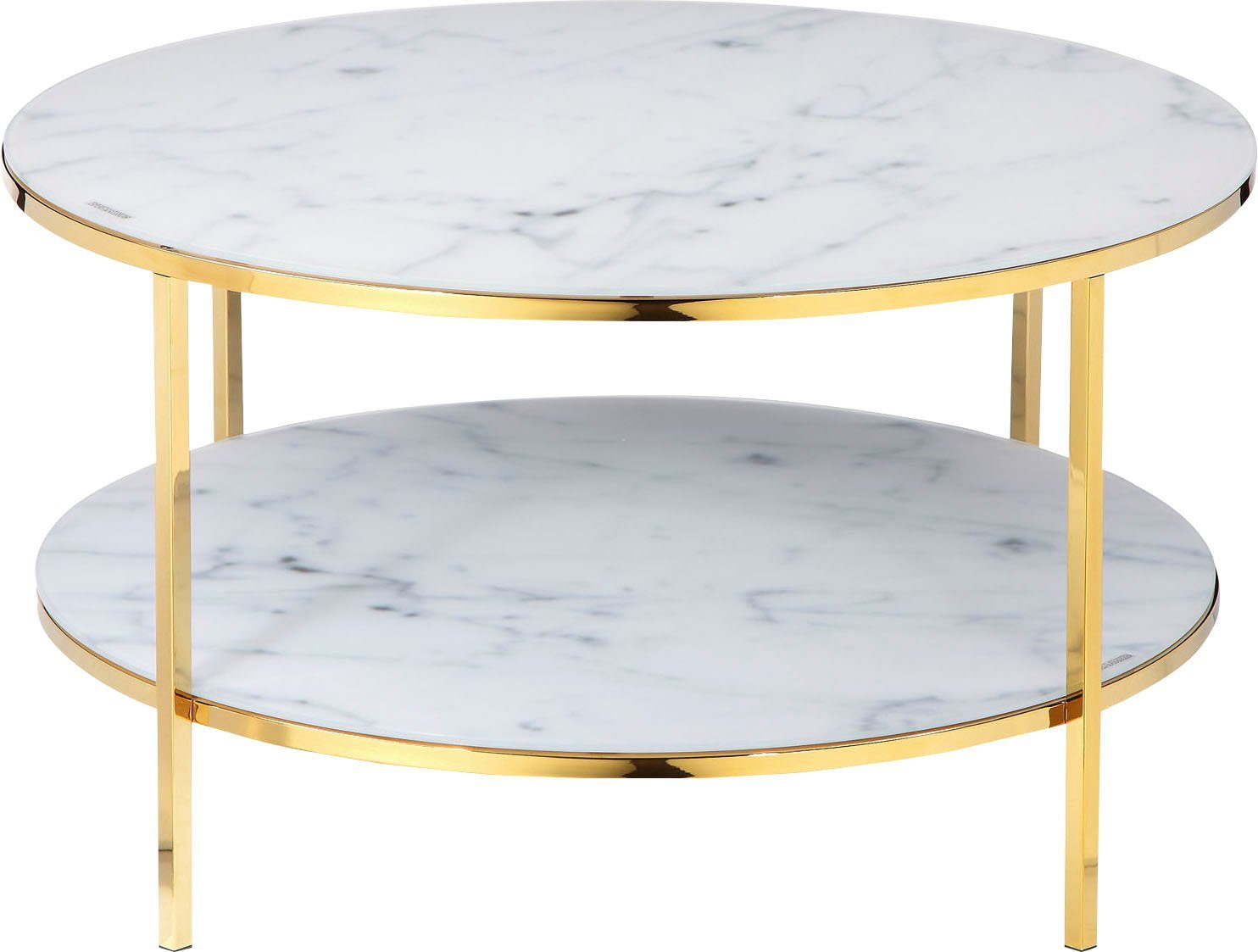 SalesFever Couchtisch, Tischplatten in Marmoroptik Gold | Weiß/Gold