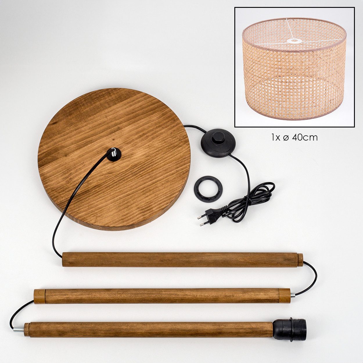hofstein Stehlampe moderne Stehlampe aus Holz/Rattan/Wienergeflecht in Naturfarben, ohne Leuchtmittel – Bild 5 von 5