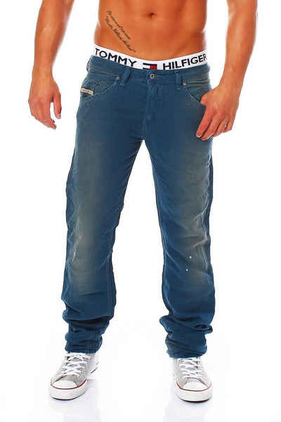 Diesel Regular-fit-Jeans »Herren Belther 0818V« Blau, Tapered, Röhrenjeans, 5-Pocket-Style, Dirty-Used-Look, Länge: L32