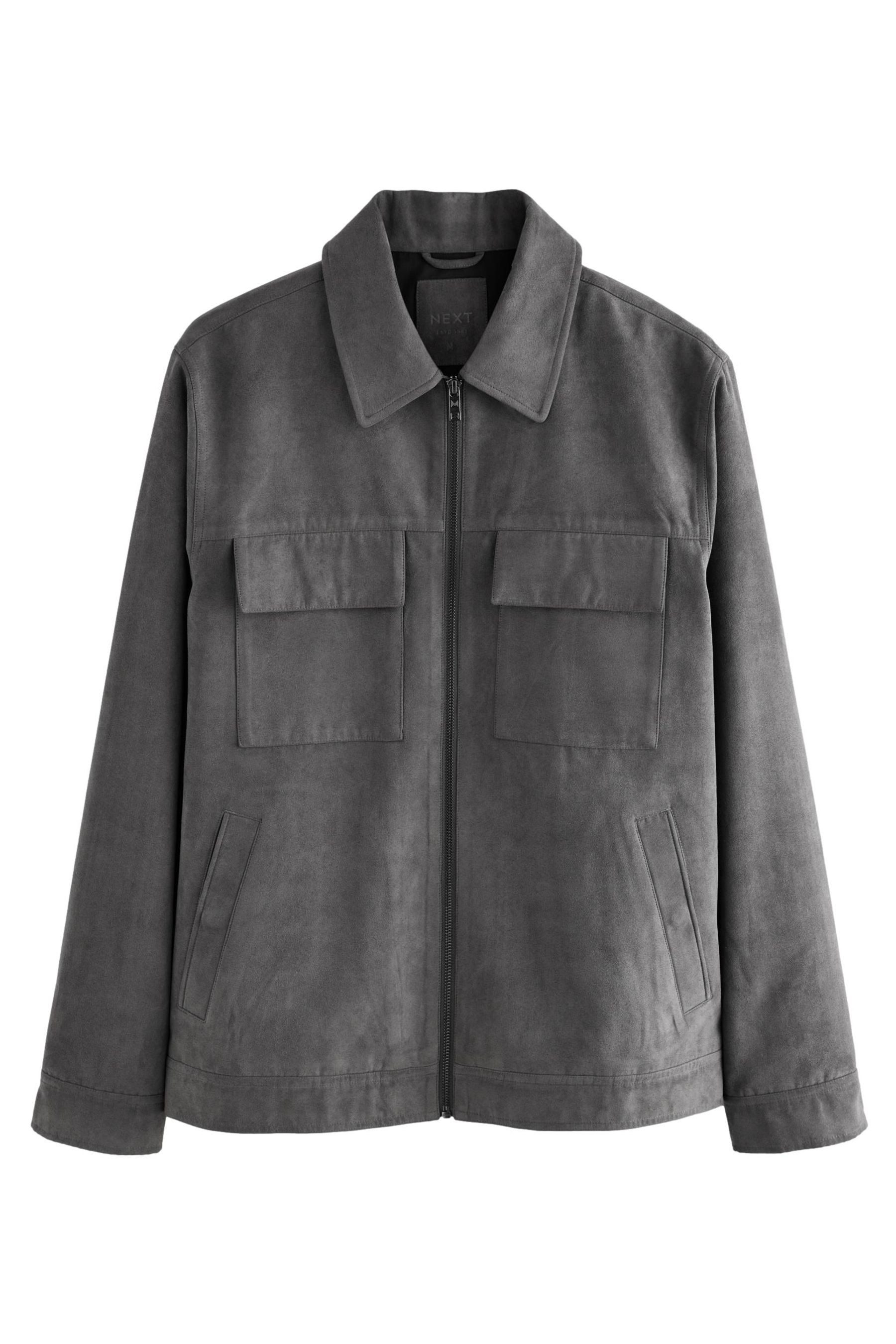 Lederimitatjacke Hemdjacke mit Reißverschluss aus Velourskunstleder