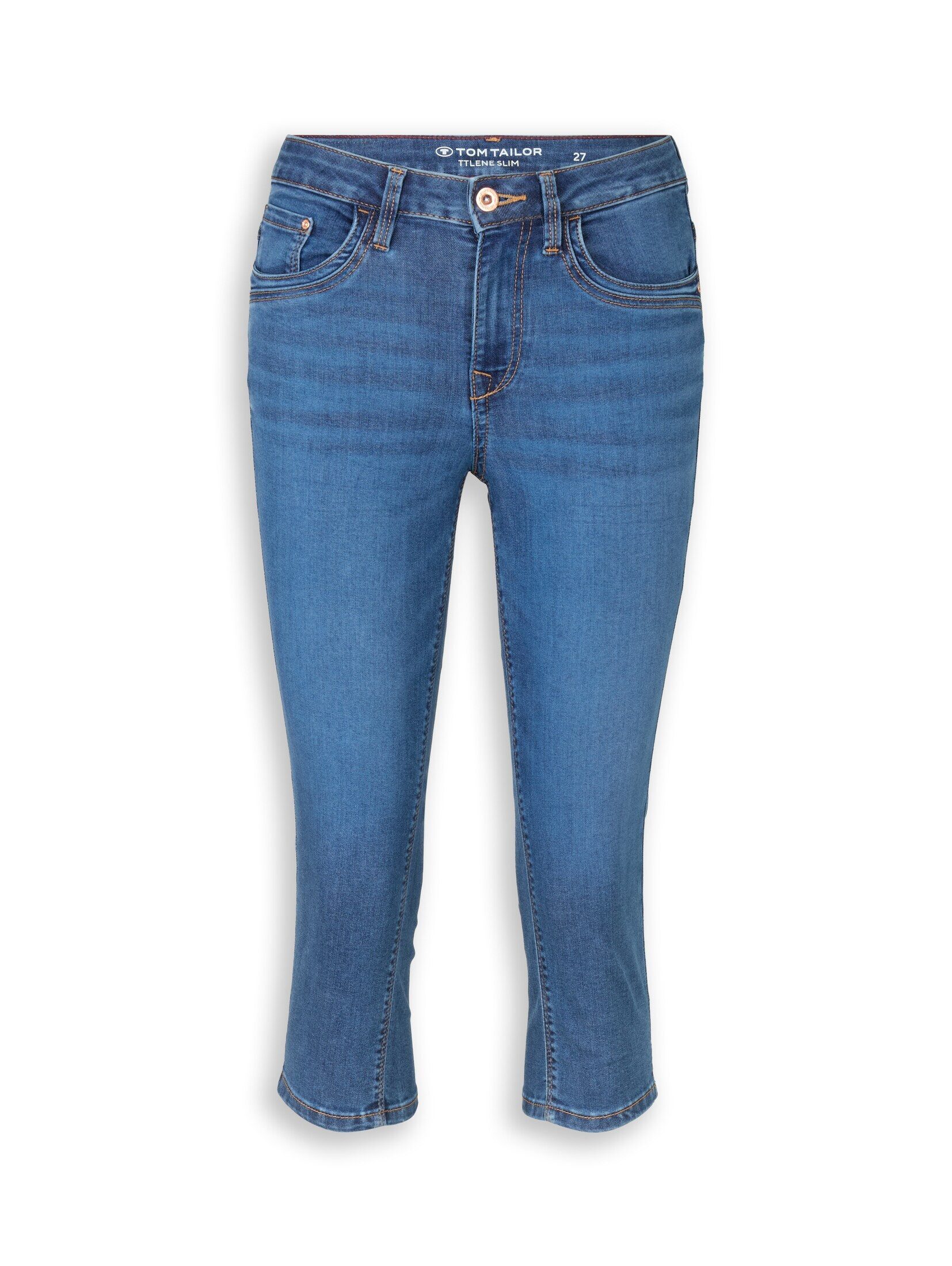 TOM TAILOR Slim-fit-Jeans Jeanshosen TTLENE SLIM Capri Jeans mit hohem Stretch