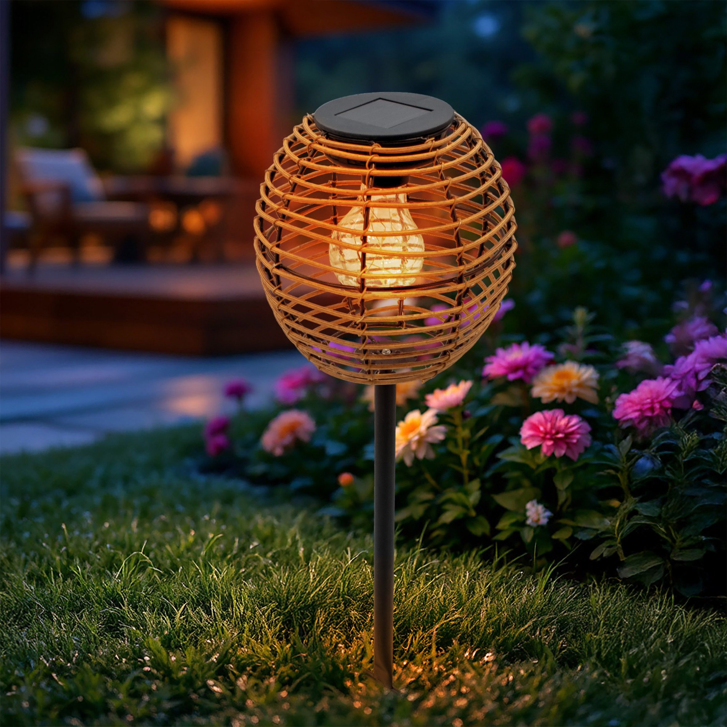 Spetebo LED Gartenleuchte Solarlampe mit Glühbirne, warm weiß, LED fest int günstig online kaufen