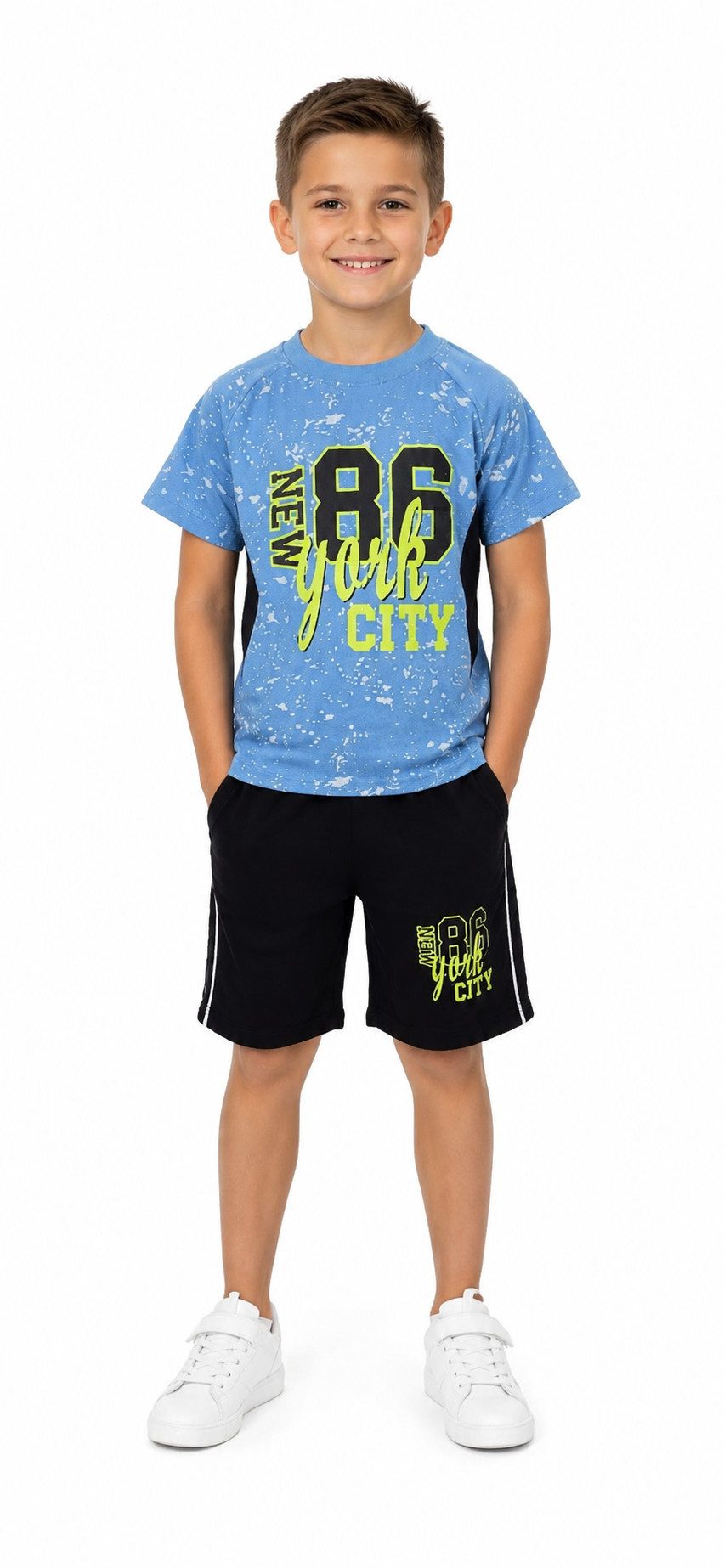 Fashion Boy T-Shirt & Bermudas T-Shirt + Shorts Sommerset 2er Set Bermuda Sweatshorts Sommer js153e (Set, T-Shirt+Shorts)