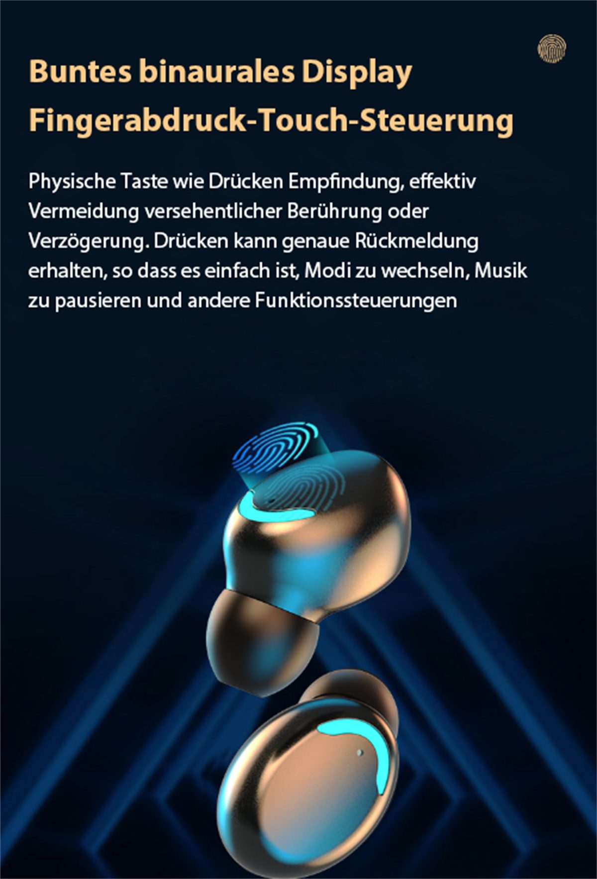 LED-Anzeige Fingerabdruck-Touch selected Geräuschreduzierung, Akkulaufzeit) Geräuschreduzierung, (Notladung super Latenz carefully grau geringe + + In-Ear-Kopfhörer lange In-Ear-Kopfhörer,