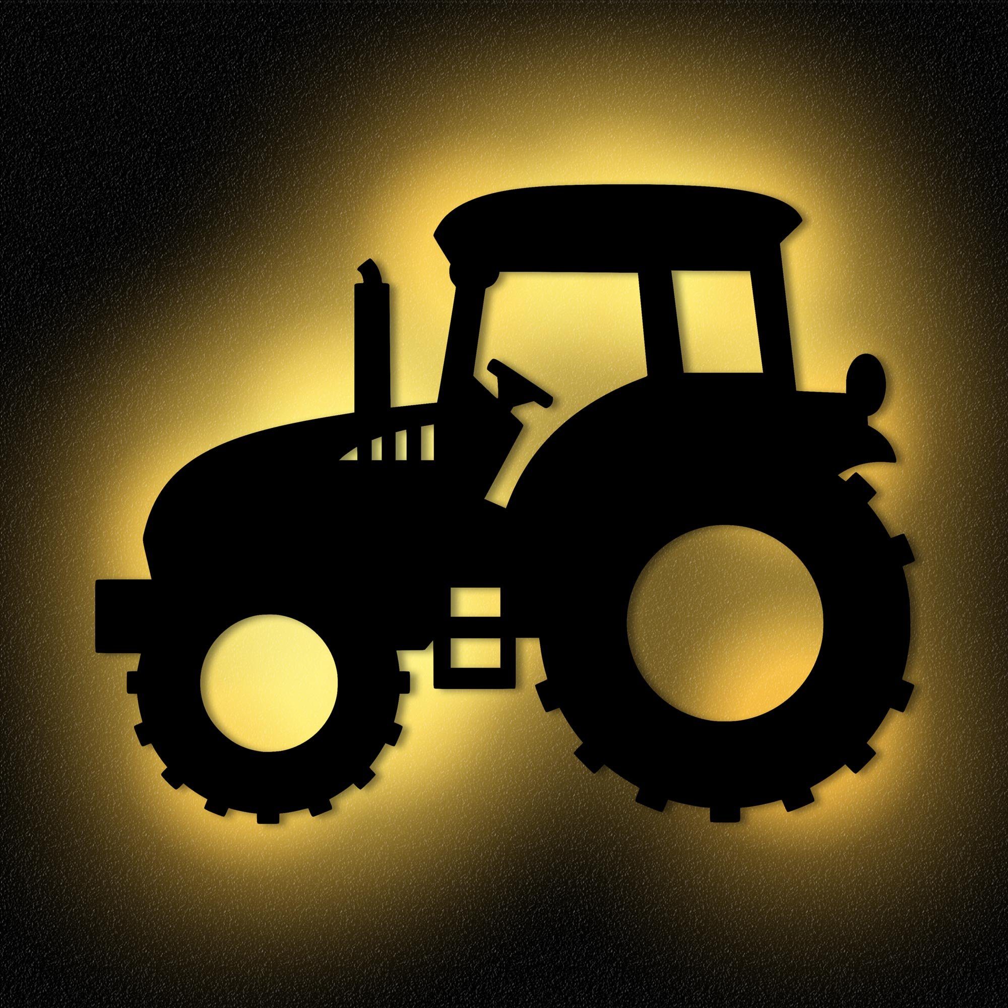 Namofactur LED Nachtlicht integriert, LED Warmweiß Kinderzimmer MDF Traktor Wandlampe fest I Kinder Holz, Nachtlicht