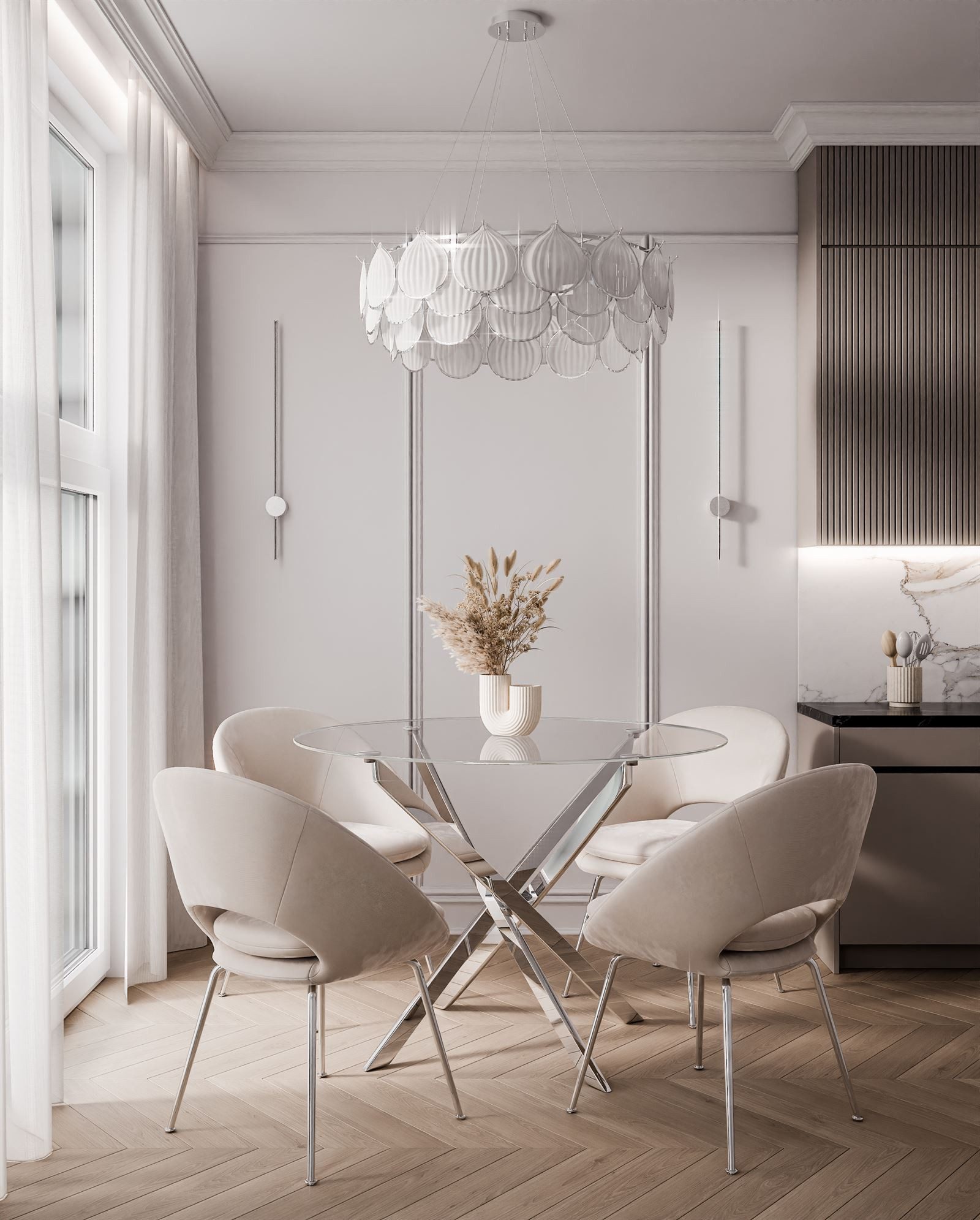 Lookway Esstisch BEIRA runde Platte, 90 cm aus Glas ohne Stühle (1 Tisch), günstig online kaufen