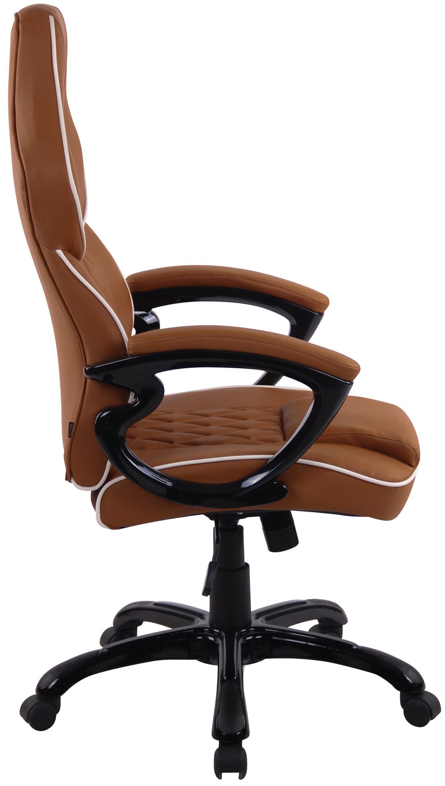 TPFLiving schwarz hellbraun - Sitzfläche: geformter (Schreibtischstuhl, Bigo mit Kunststoff Bürostuhl Rückenlehne Gestell: XXL), Drehstuhl, Kunstleder Bürostuhl Chefsessel, ergonomisch bequemer