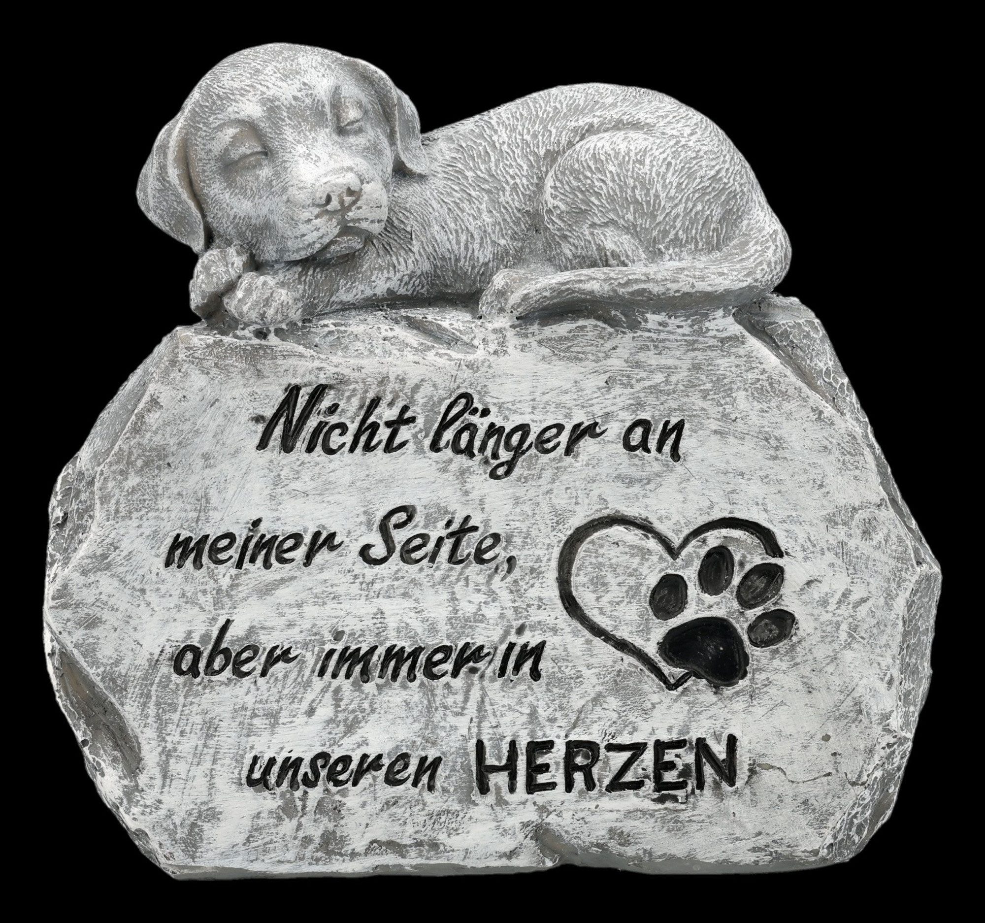 Figuren Shop GmbH Dekoobjekt Tiergrab Deko – Hund Statue Gedenkstein Trauerfigur Garten 15 cm