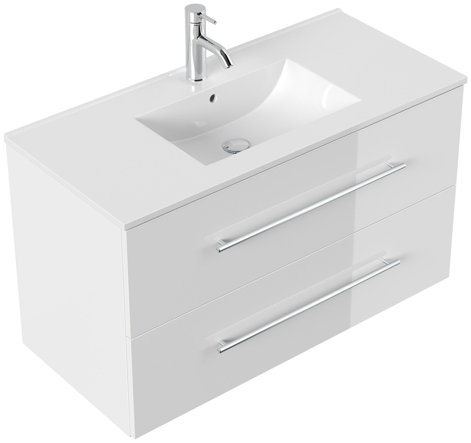 Magnolia Home Waschtisch Badmöbel Firenze 100 SoftClose weiss hochglanz