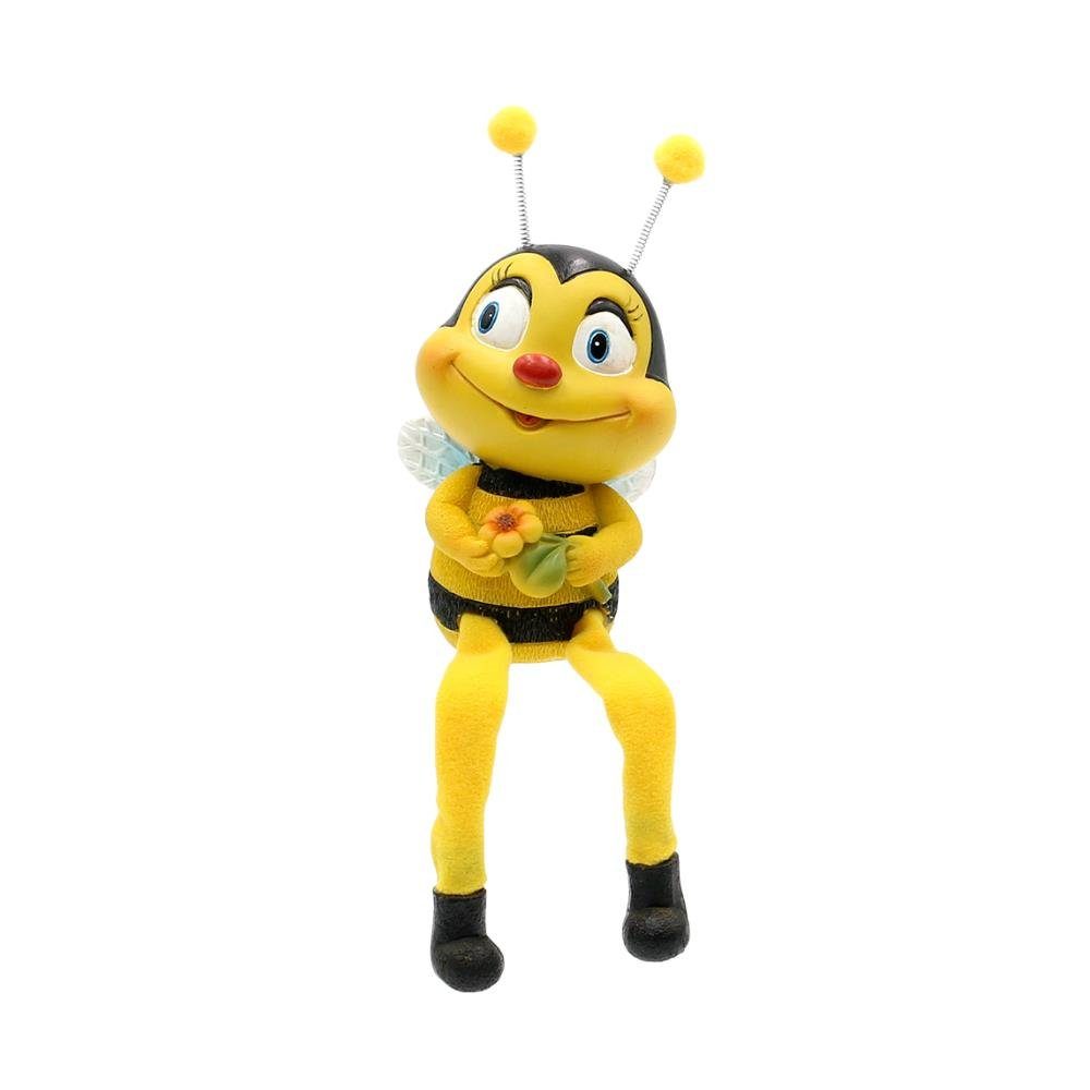 Dekohelden24 Gartenfigur Dekofigur Kantenhocker Bienen-Bienenpaar mit Blume, 2er Set, Polyresin – Bild 4 von 5