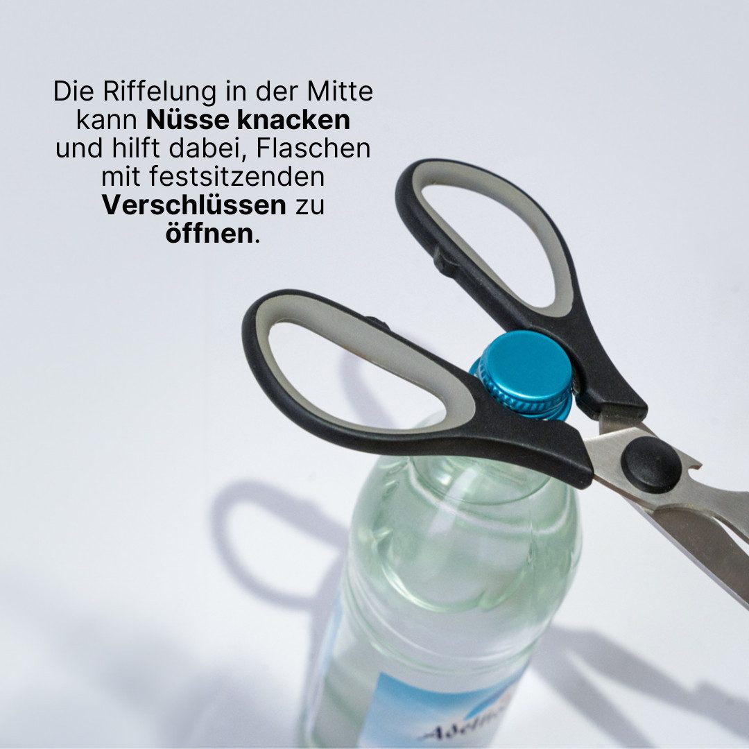 LIVINA HOME Haushaltsschere Multifunktions-Küchenschere aus Edelstahl, Schwarz, (1-tlg), Universalschere, Allzweckschere, Küchenschere mit Öffner – Bild 4 von 5