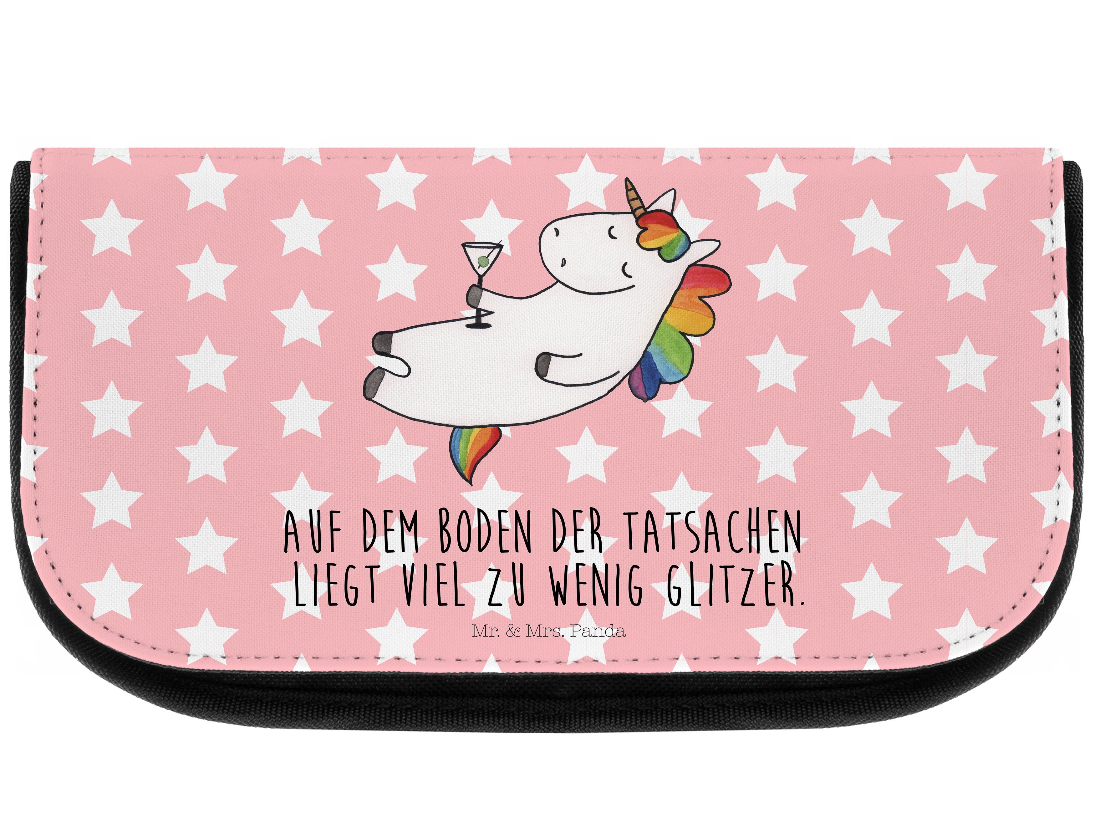 Mr. & Mrs. Panda Kosmetiktasche Einhorn Cocktail - Rot Pastell - Geschenk, witzig, Spaß, Schminktasch (1-tlg), Vielseitig einsetzbar