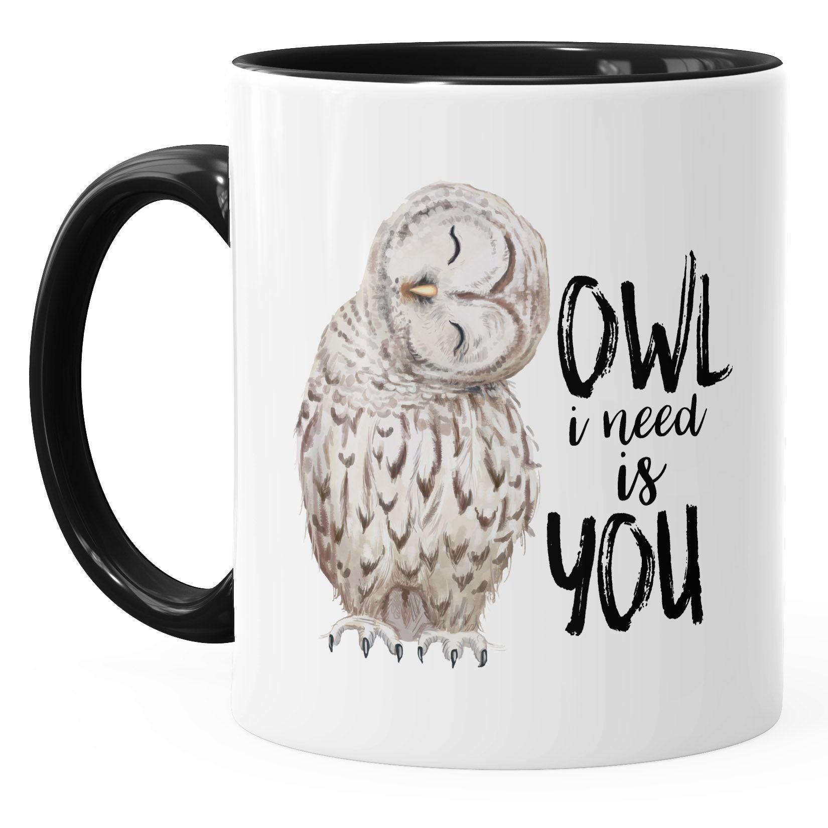 MoonWorks Weihnachten is you Owl schwarz Eule Keramik Partnerschaft Tasse Liebe Kaffee-Tasse need Valentinstag Ehe Spruch I MoonWorks®, Geschenk