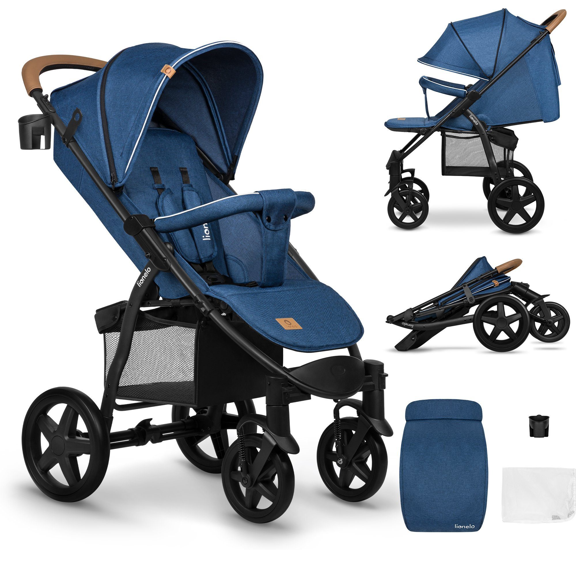 lionelo Kinder-Buggy ANNET PLUS, Fußdecke, großer Korb, ab 0 bis 36 Monate