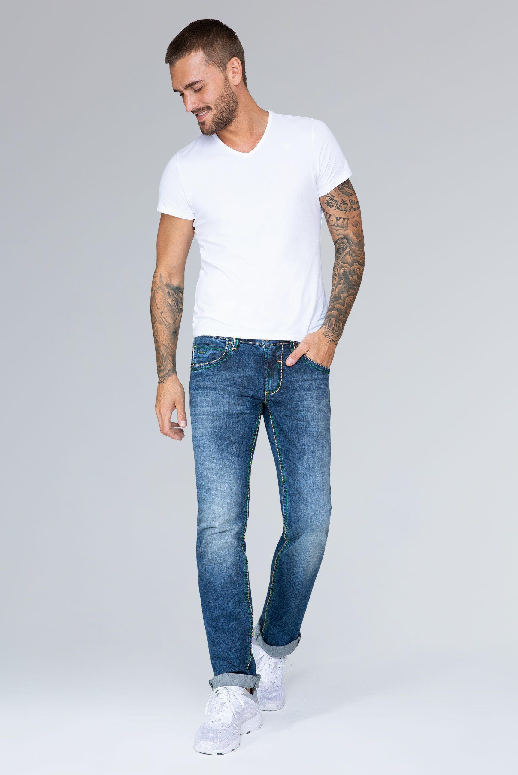 CAMP DAVID Regular-fit-Jeans NI:CO Used-Waschung mit
