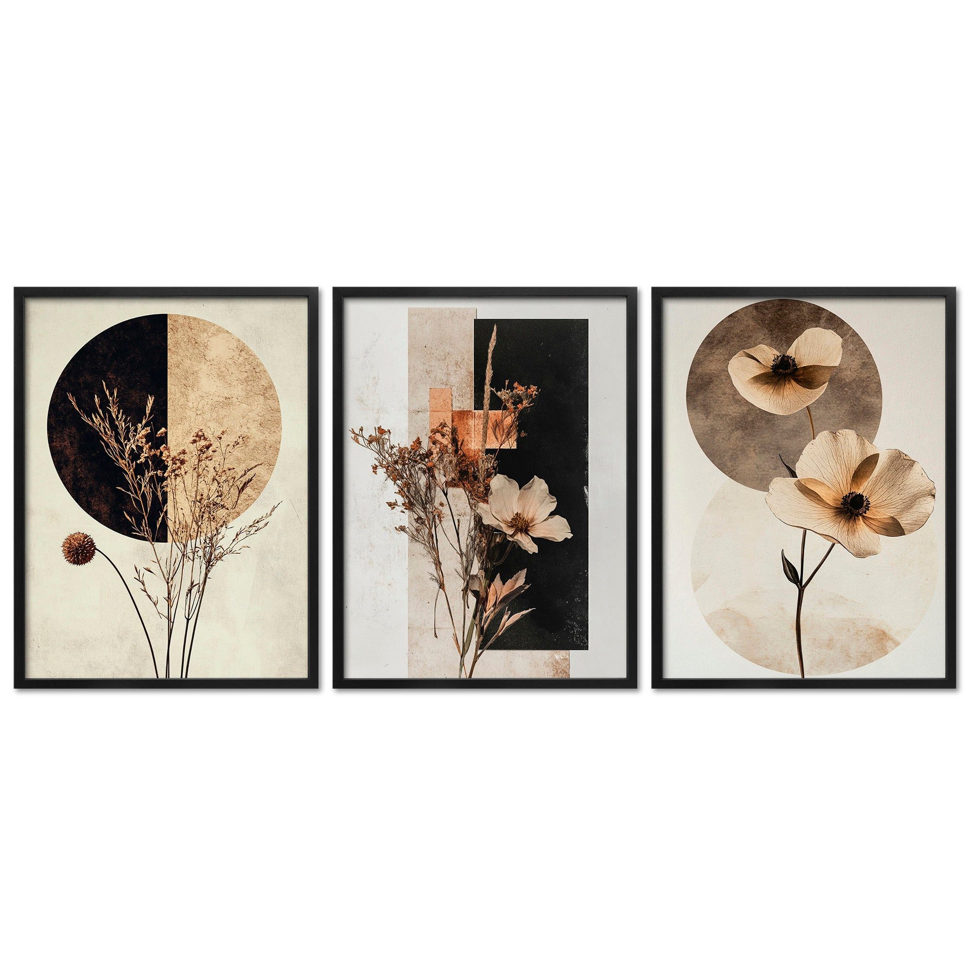 ARTFAVES Bilder-Collage Poster Set Abstract Flower Art 1 I mehrteilige Bilderwand I Wandbilder, (Wandbilder modern, 3 St)