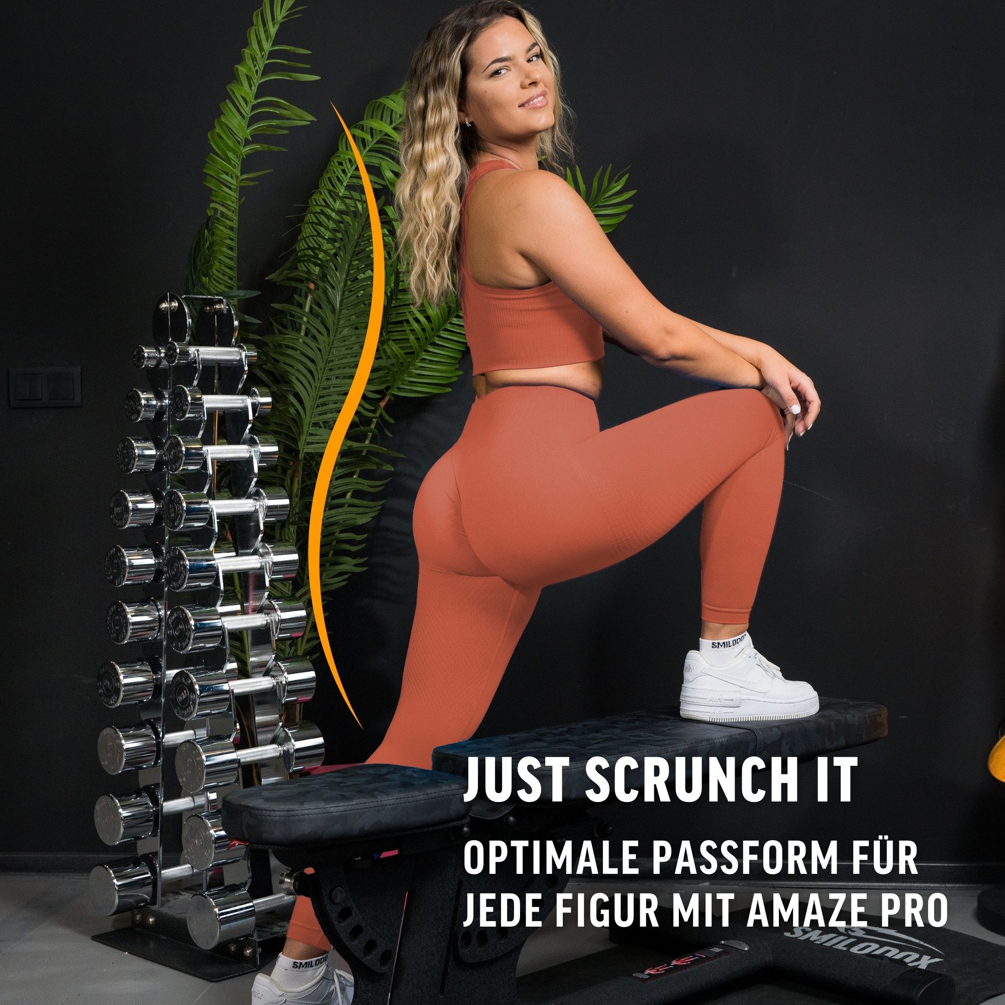 Smilodox Leggings Amaze Scrunch Pro, High Waist Booty Scrunch Yoga & Fitnesshose Shaped Fit Squatproof Push Up Trainingshose Gym Alltag Figurformend