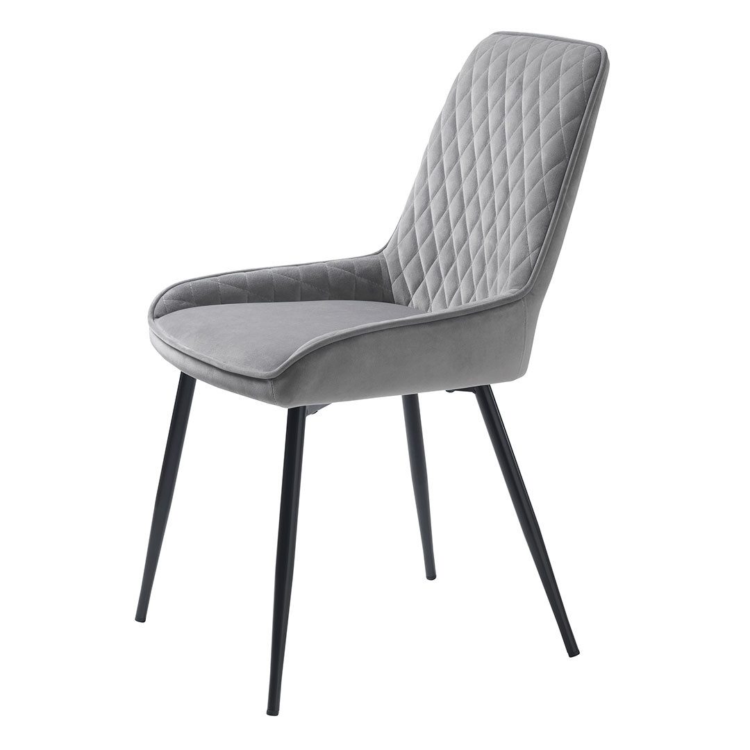 Esszimmerstuhl 2er Set Milton Esszimmerstuhl velour grau.