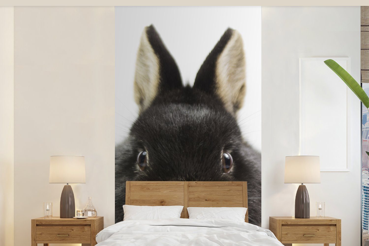 MuchoWow Fototapete Kaninchen - Haustiere - Fell, Matt, bedruckt, (2 St), Vliestapete für Wohnzimmer Schlafzimmer Küche, Fototapete