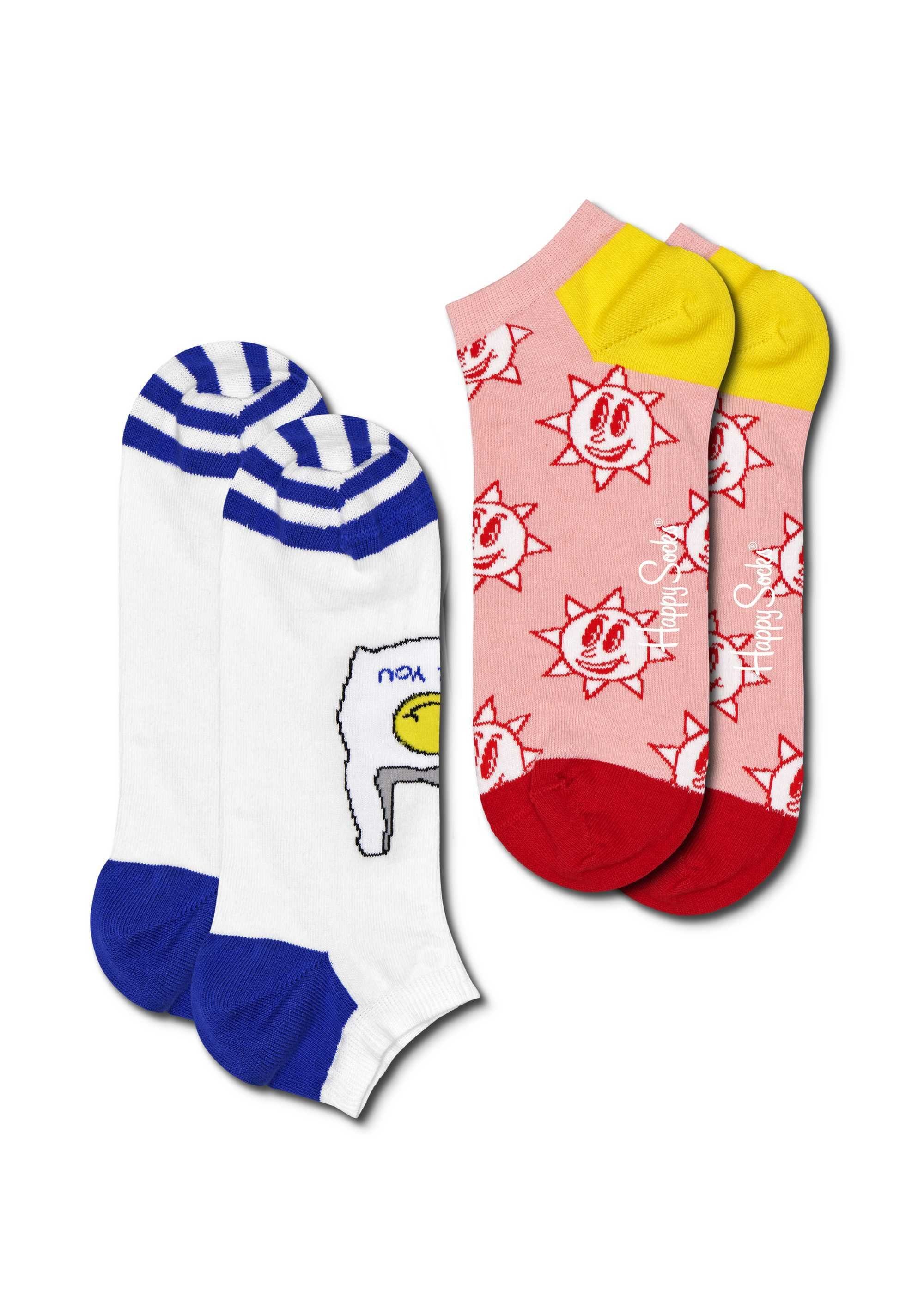 Happy Socks Sneakersocken Unisex Sneaker-Socken, 2er Pack - Low Socks | Kurzsocken