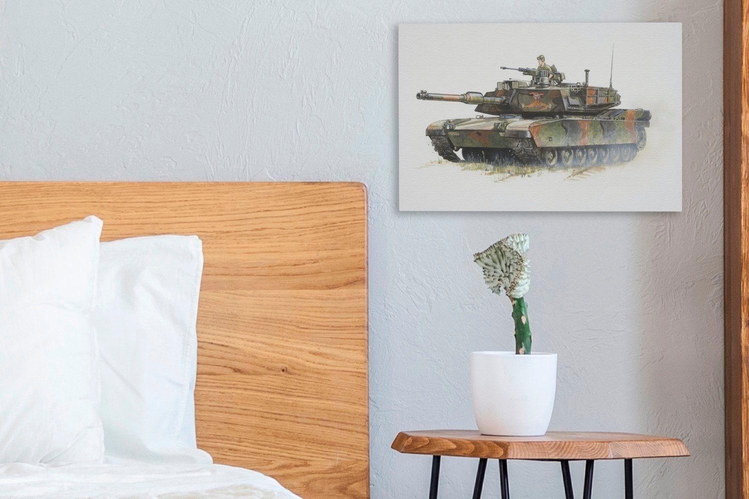 Armee, Illustration Leinwandbilder, 30x20 eines (1 Wanddeko, Eine Panzers cm St), Leinwandbild der amerikanischen OneMillionCanvasses® Aufhängefertig, Wandbild