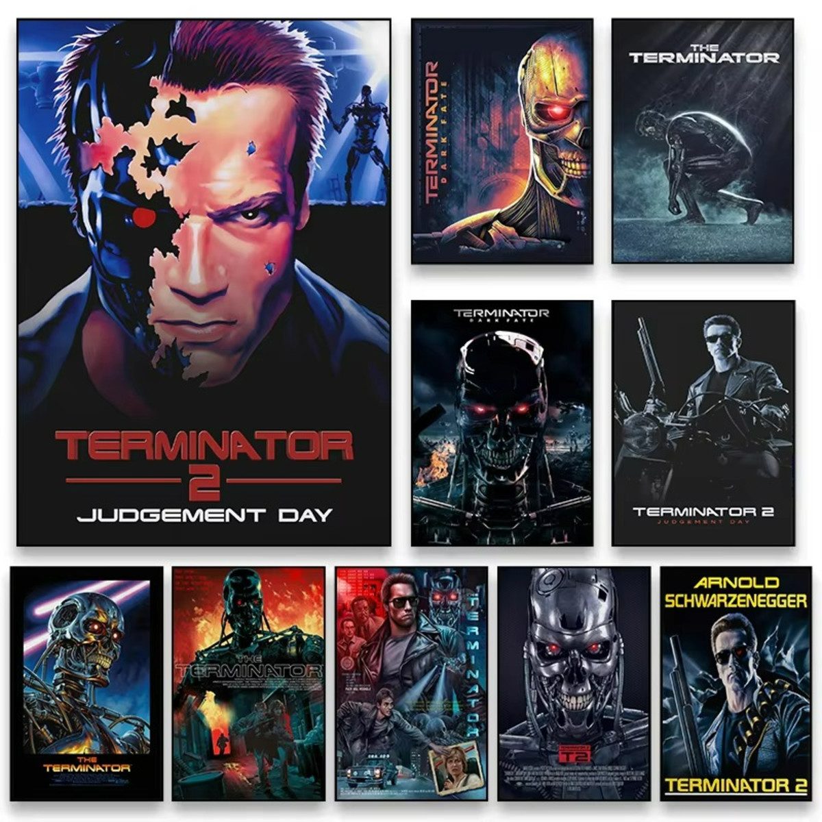 TPFLiving Kunstdruck (OHNE RAHMEN) Poster - Leinwand - Wandbild, Amerikanisches Science-Fiction-Leinwandgemälde zum Film Terminator (Leinwandbild XXL), Farben:  – Bild 5 von 5