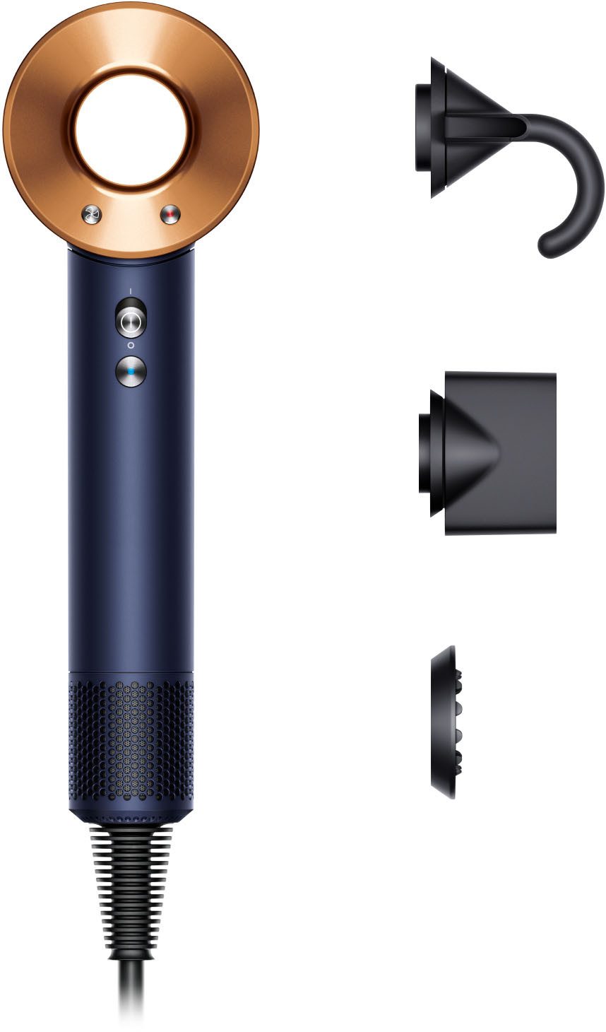 DYSON Haartrockner Dyson Supersonic™ Strait+Wavy Nachtblau/Kupfer, 1600 W, Schnelles Trocknen ohne extreme Hitze