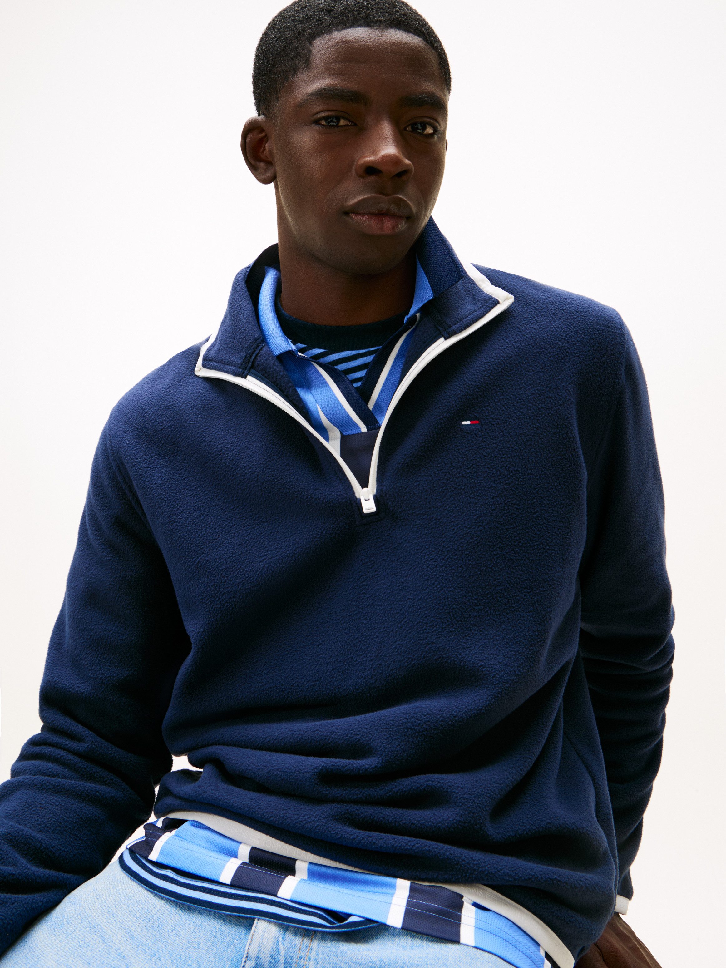 Tommy Jeans Fleecepullover TJM FLAG POLAR FLEECE normale Passform, Troyer günstig online kaufen