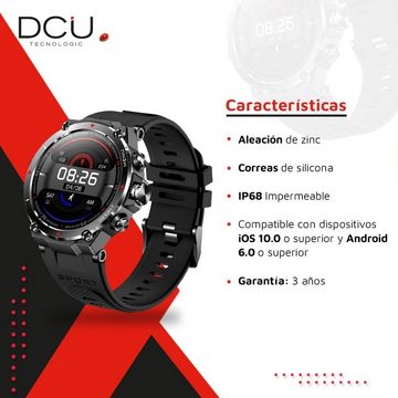 DCU Tecnologic Smartwatch (1,3 Zoll, Android, iOS), Sportmodi,Gesundheitsüberwachung,Lange Akkulaufzeit,Widerstandsfähig